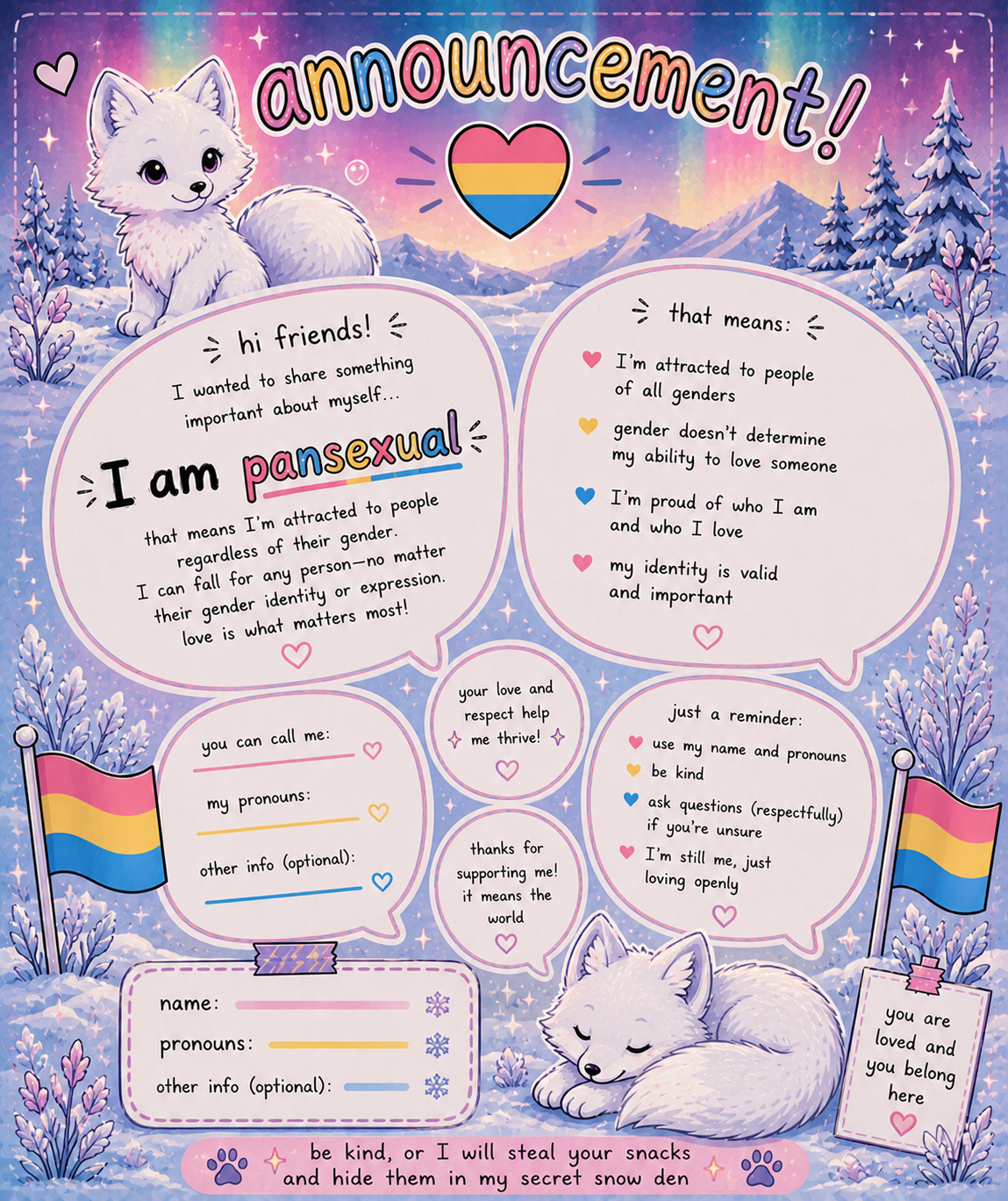 Pansexual arctic fox temp Blank Meme Template