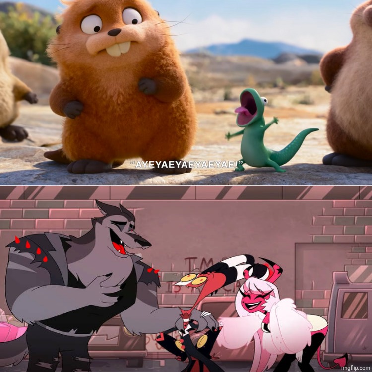 tom lizard making silly noises made blitzo, verosika and vortex laugh | image tagged in tom lizard making silly noises made who laugh,deviantart,hoppers,helluva boss,pixar,vivziepop | made w/ Imgflip meme maker