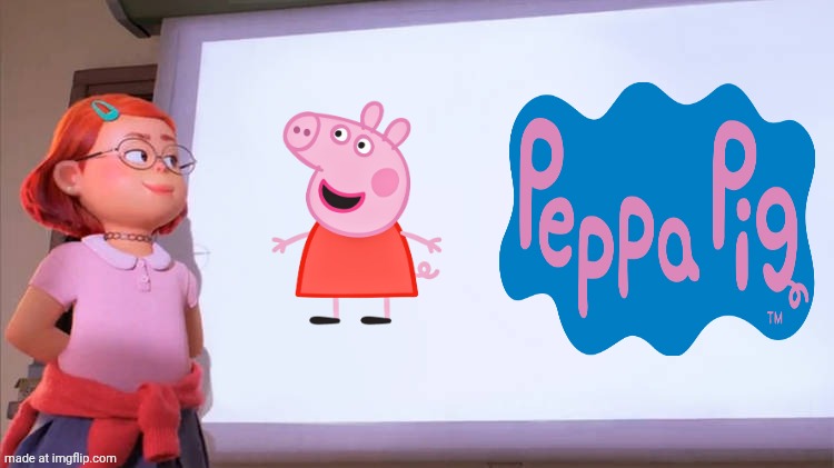 Turning Red - Mei Screen Peppa pig | image tagged in turning red - mei screen blank meme,deviantart,disney,pixar,turning red,peppa pig | made w/ Imgflip meme maker
