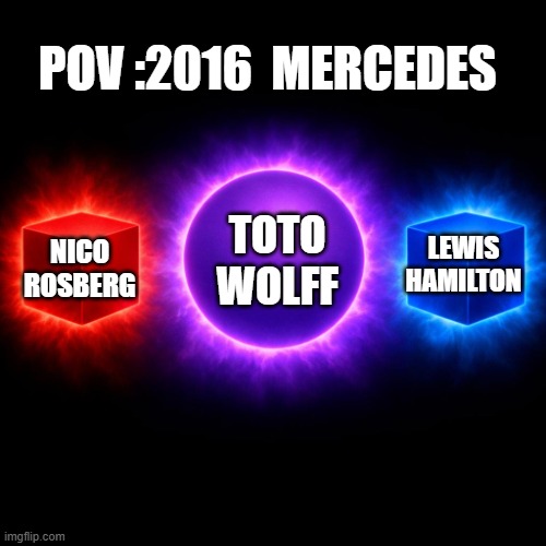 W | POV :2016  Mercedes; Toto Wolff; Lewis Hamilton; Nico Rosberg | image tagged in gojo hollow purple | made w/ Imgflip meme maker