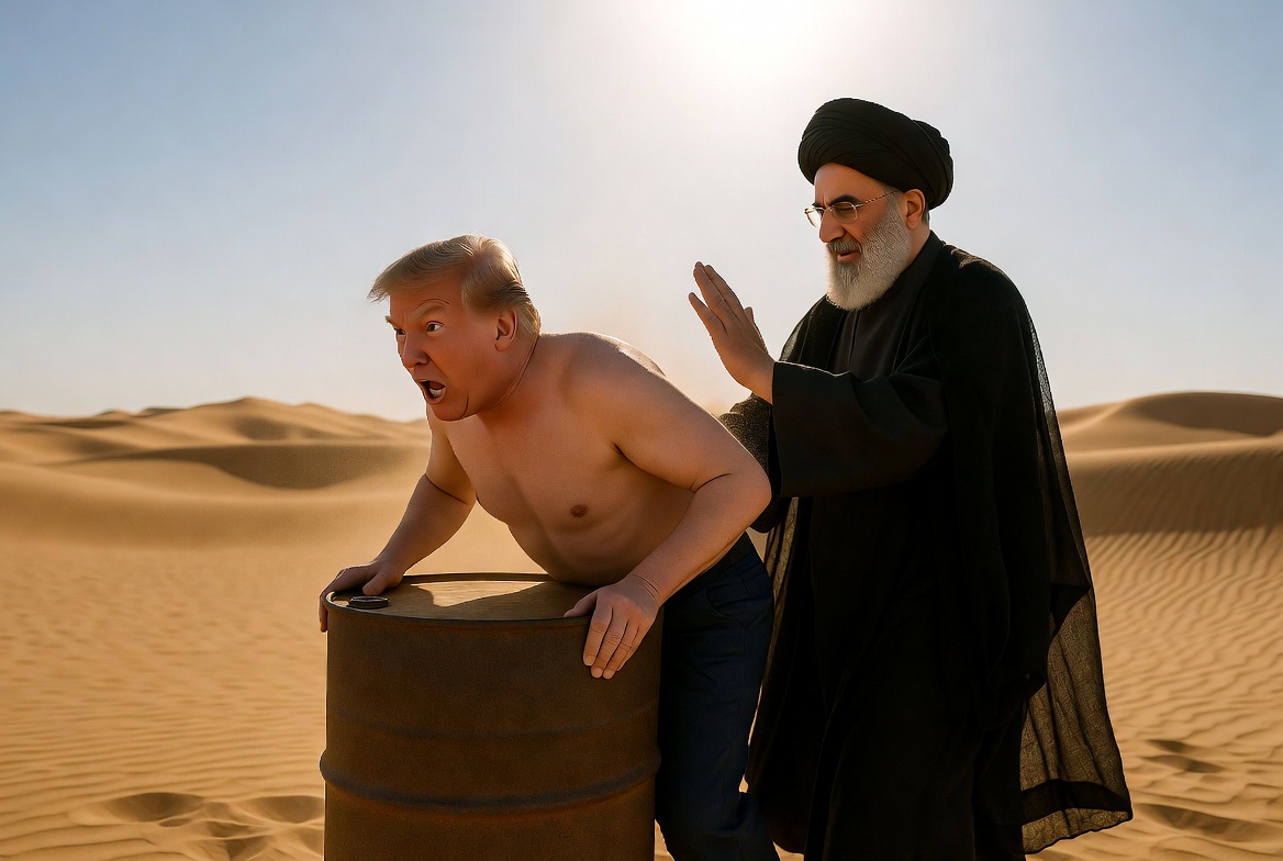 Donald Trump being spanked by the Ayatollah over oil Blank Meme Template