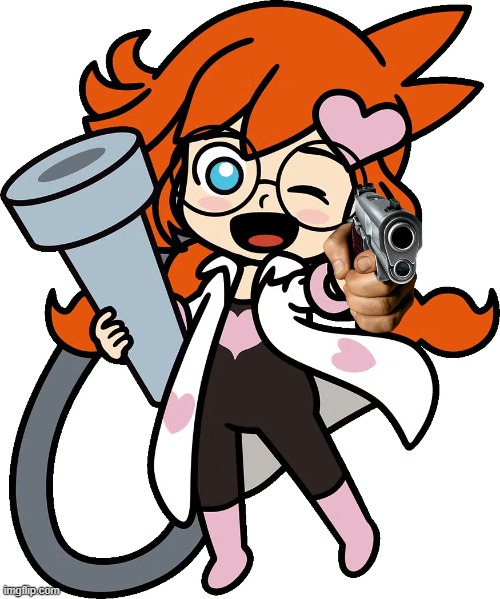 Penny Crygor holding a gun | image tagged in wario,warioware | made w/ Imgflip meme maker