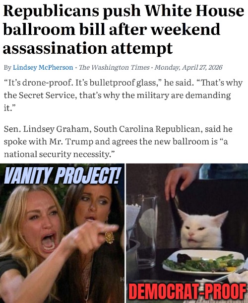 And the military facility underneath. Securing the America First policies of future Presidents. No more Lincolns and JFKs | Vanity project! Democrat-proof | image tagged in angry lady cat,politics,democrats,donald trump,republicans | made w/ Imgflip meme maker