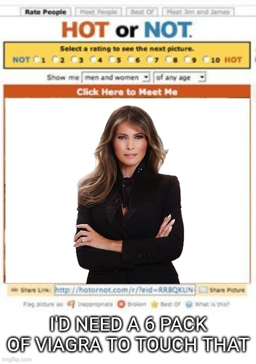 Not safe for Viagra | I'd need a 6 pack of Viagra to touch that | image tagged in hot or not,soft,broken,not,hard | made w/ Imgflip meme maker