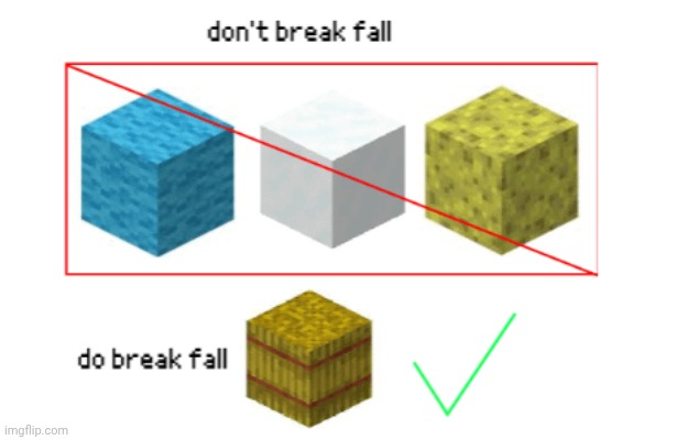 How do haybales break your fall but not Wool sponge or snow | image tagged in huh,minecraft | made w/ Imgflip meme maker