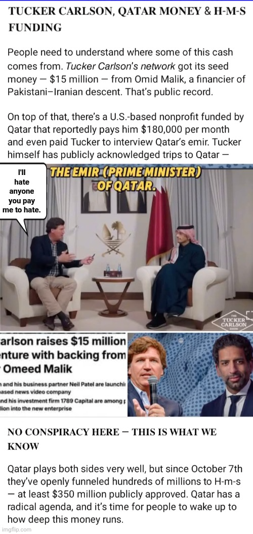 Tucker Qatarlson sellout Blank Meme Template