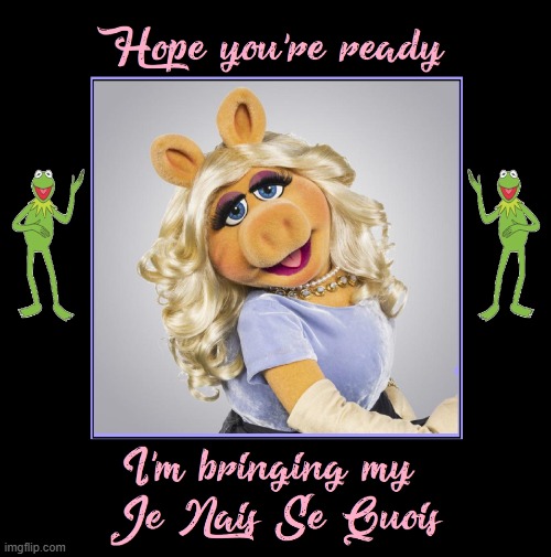 That certain something the French call: "Je Nais Se Quois" | image tagged in vince vance,miss piggy,kermit,cartoons,memes,glamour | made w/ Imgflip meme maker