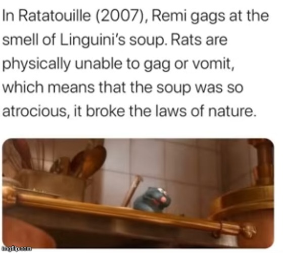 image tagged in ratatouille,rats,vomit,gag,throw up,soup | made w/ Imgflip meme maker