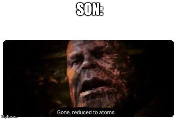 gone reduced to atoms | SON: | image tagged in gone reduced to atoms | made w/ Imgflip meme maker