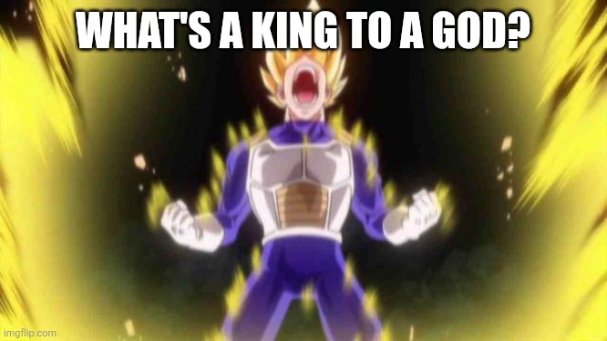 vegeta | What's a king to a god? | image tagged in vegeta | made w/ Imgflip meme maker