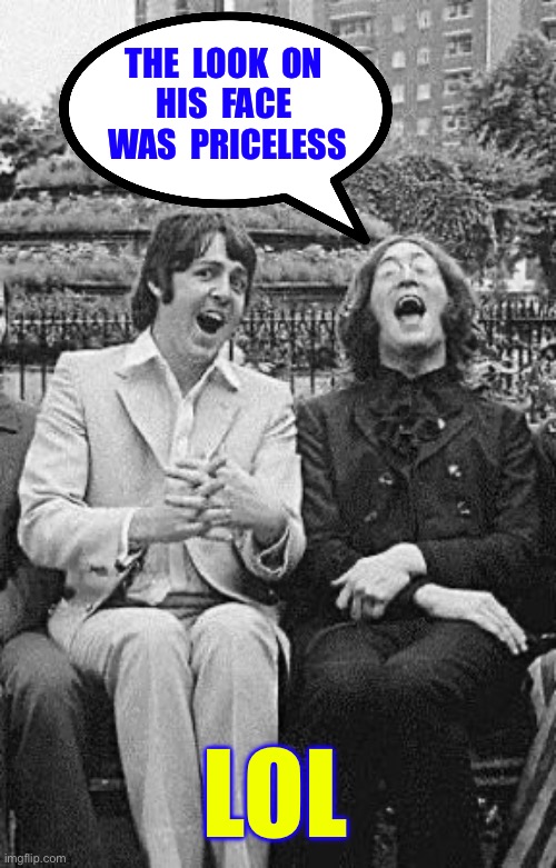 The BEATLES Always Seemed To Be Having A GOOD SENSE OF HUMOR !!!  \m/ | The  look  on 
His  face 
Was  Priceless; Lol | image tagged in beatles badass,the beatles,humor | made w/ Imgflip meme maker