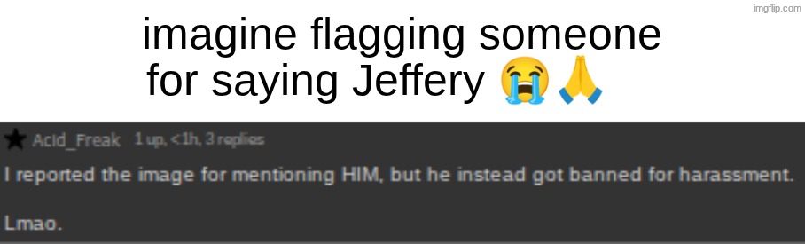 genuine snitch behavior | imagine flagging someone for saying Jeffery 😭🙏 | image tagged in screenshot 2026-05-03 8 38 49 pm png | made w/ Imgflip meme maker