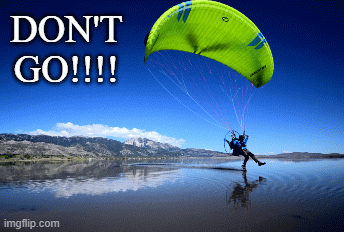Don't Go!!!! | DON'T
GO!!!! | image tagged in gifs,paraglider,paramotor,dont go | made w/ Imgflip images-to-gif maker