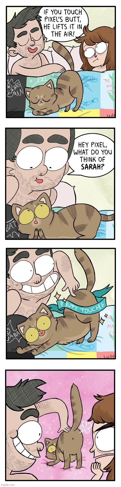 image tagged in cat,butt,touch,fart,farting,oof | made w/ Imgflip meme maker