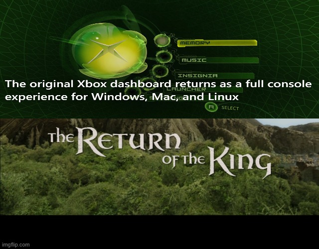 Who remembers the OG Xbox? | image tagged in return of the king,og xbox,video games,hip hip hooray | made w/ Imgflip meme maker