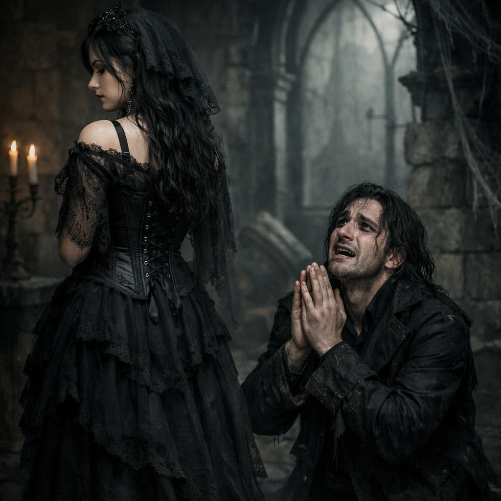 a girl turning her back towards a man while the man is on his kn Blank Meme Template