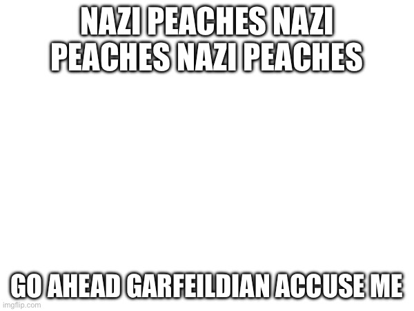 Nazi peaches nazi peaches nazi peaches; Go ahead garfeildian accuse me | made w/ Imgflip meme maker