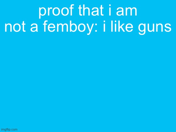 proof that i am not a femboy: i like guns | made w/ Imgflip meme maker