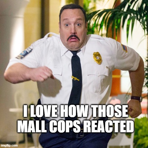 paul blart yeet | I love how those mall cops reacted | image tagged in paul blart yeet | made w/ Imgflip meme maker