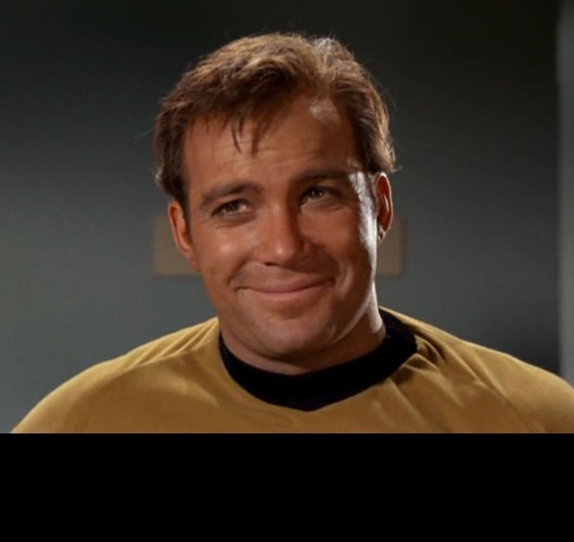 James T. Kirk smiling - black bar Blank Meme Template
