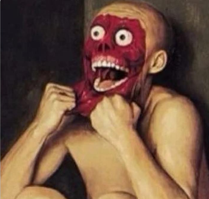 tearing off face Blank Meme Template