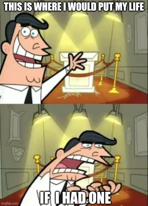 This Is Where I'd Put My Trophy If I Had One Meme | This is where i would put my life; If  i had one | image tagged in memes,this is where i'd put my trophy if i had one | made w/ Imgflip meme maker