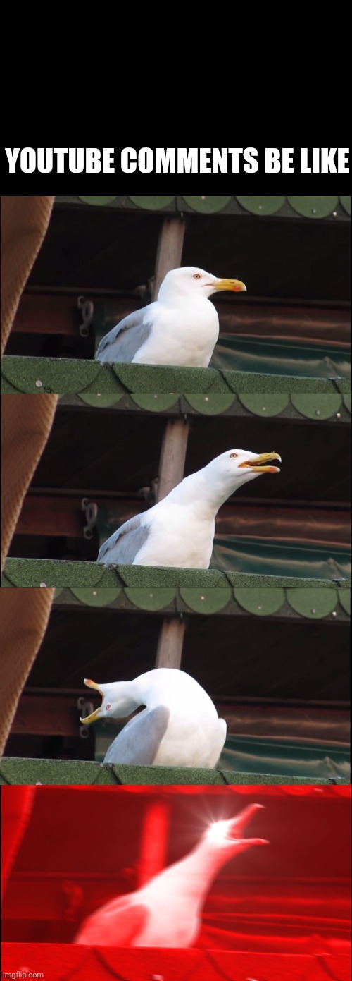 Inhaling Seagull Meme | YouTube comments be like | image tagged in memes,inhaling seagull | made w/ Imgflip meme maker