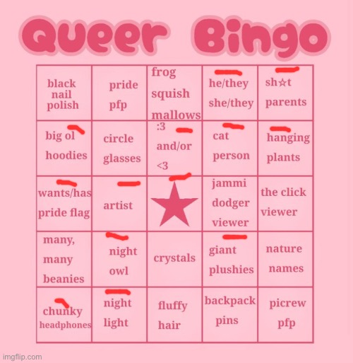 Bingooooooooo | image tagged in queer bingo | made w/ Imgflip meme maker
