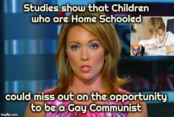 If The Truth Be Told | Studies show that Children
who are Home Schooled; could miss out on the opportunity
to be a Gay Communist | image tagged in real news network,education,conditioning,grooming,unhelpful high school teacher | made w/ Imgflip meme maker