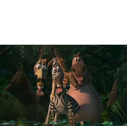Marty, Gloria, & Melman Traumatized with Spacing Blank Meme Template
