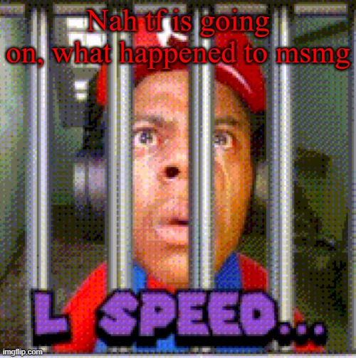 L Speed... | Nah tf is going on, what happened to msmg | image tagged in l speed | made w/ Imgflip meme maker