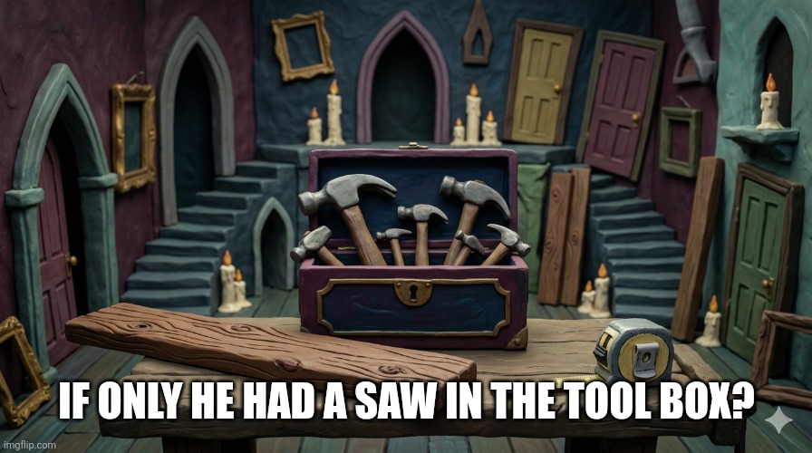 Only tool is hammer | If only he had a saw in the tool box? | image tagged in only tool is hammer | made w/ Imgflip meme maker