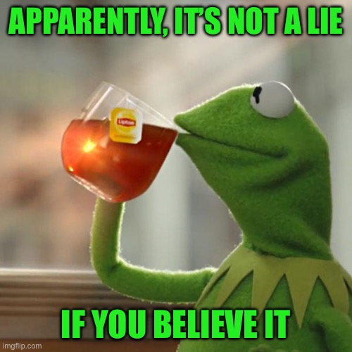 But That's None Of My Business | Apparently, it’s not a lie; If you believe it | image tagged in memes,but that's none of my business,kermit the frog | made w/ Imgflip meme maker