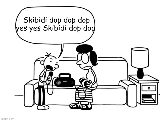 Greg singing skibidi toilet | Skibidi dop dop dop yes yes Skibidi dop dop | image tagged in doawk greg heffley singing meme,skibidi | made w/ Imgflip meme maker