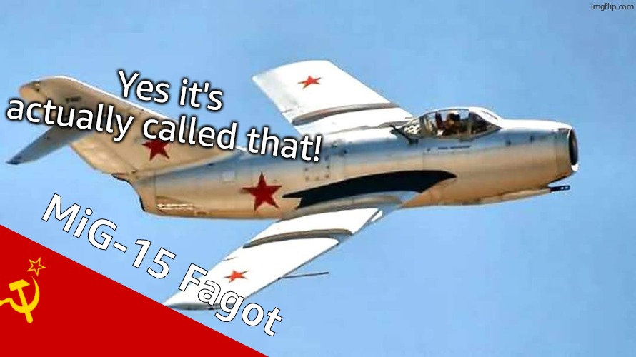 MIG15 | Yes it's actually called that! MiG-15 Fagot | image tagged in mig15,remix | made w/ Imgflip meme maker