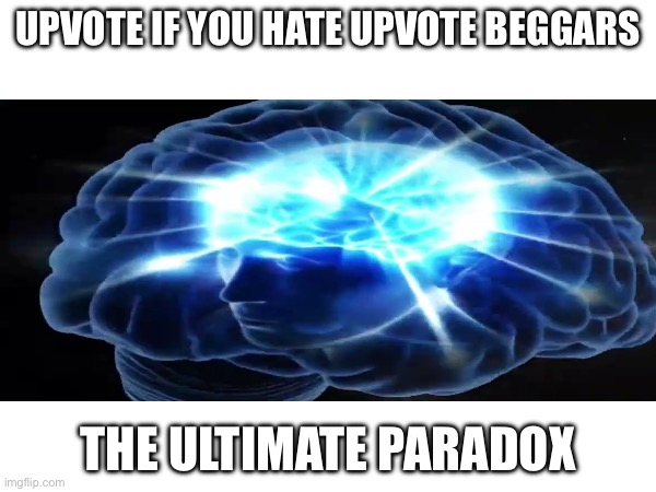 Upvote if you hate upvote beggars; The ultimate paradox | image tagged in why is 3 plus 1 banned | made w/ Imgflip meme maker