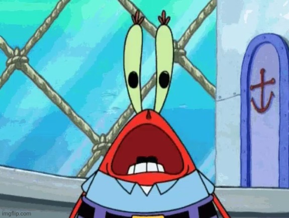 image tagged in surprised mr krabs | made w/ Imgflip meme maker