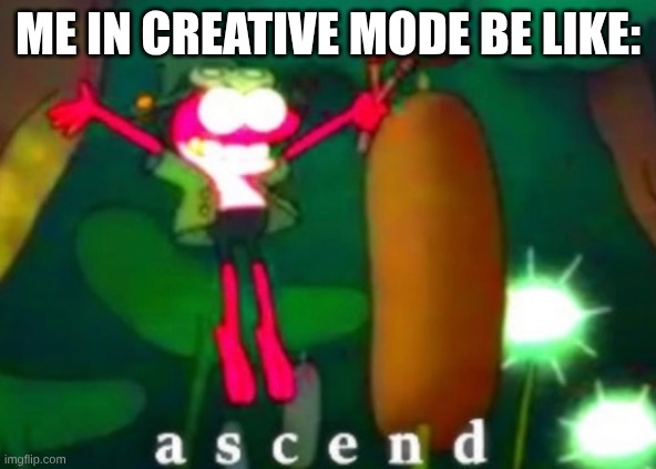 Sprig Ascends | Me in creative mode be like: | image tagged in sprig ascends | made w/ Imgflip meme maker