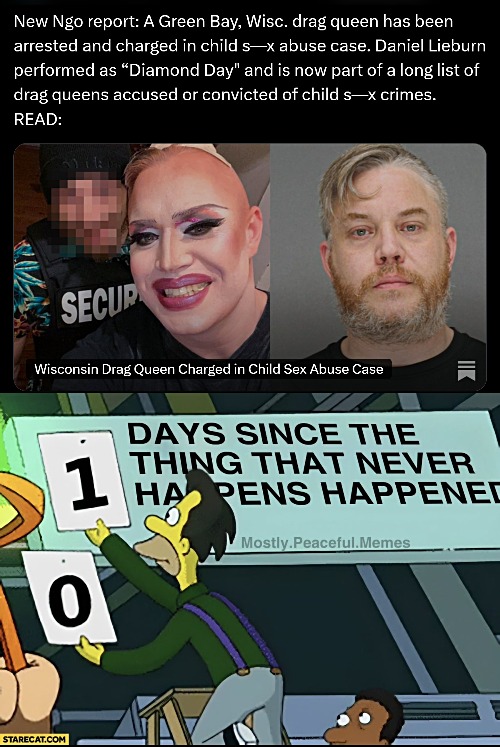 image tagged in drag queen,crime,0 days without lenny simpsons | made w/ Imgflip meme maker