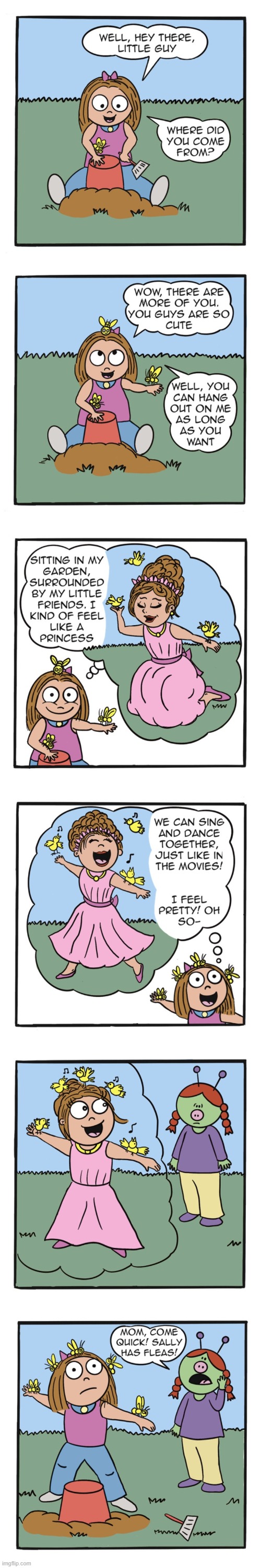 image tagged in human,sally,princess,alien,fleas,oh dear | made w/ Imgflip meme maker