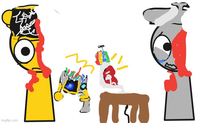 sprunki brud treatment garnold, cluker, funbot, and Mr.fun computer but my style | made w/ Imgflip meme maker