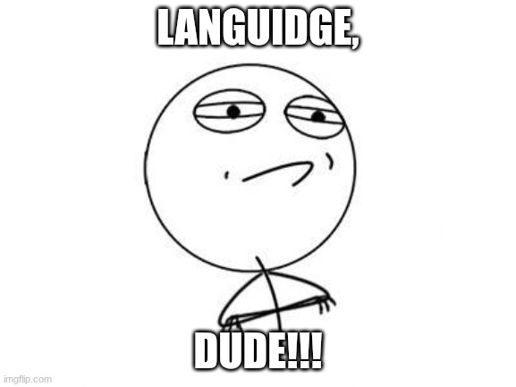 LAnGUIDGE, DUDE!!! | image tagged in memes,challenge accepted rage face | made w/ Imgflip meme maker