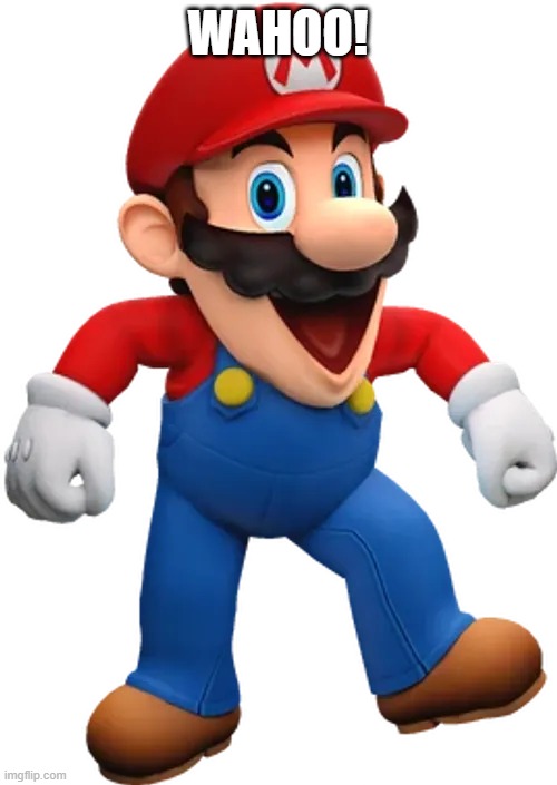 Happy Mario from SMG4 | WAHOO! | image tagged in happy mario from smg4 | made w/ Imgflip meme maker