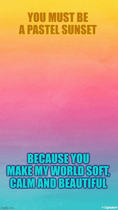 Just a pickup line nothing else | you must be a pastel sunset; because you make my world soft, calm and beautiful | image tagged in rizz | made w/ Imgflip meme maker