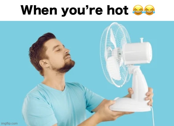When you’re hot 😂😂 | image tagged in msmg,fan | made w/ Imgflip meme maker