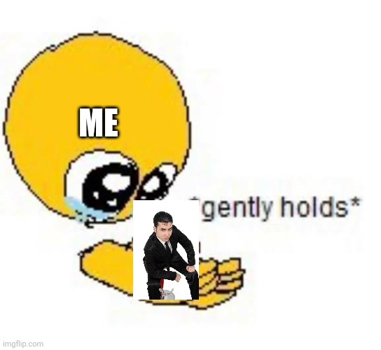 Take my silly boy! | Me | image tagged in gently holds emoji | made w/ Imgflip meme maker
