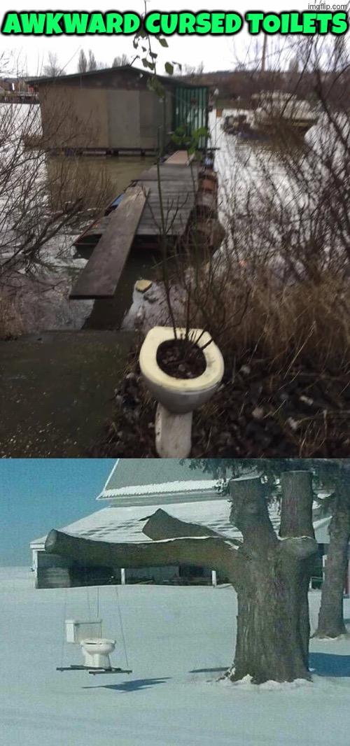 Awkward Cursed Toilets | Awkward cursed toilets | image tagged in cursed images,toilets,awkward,excuse me wtf,dystopia,snow | made w/ Imgflip meme maker