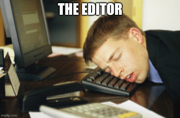 asleep at keyboard | the editor | image tagged in asleep at keyboard | made w/ Imgflip meme maker