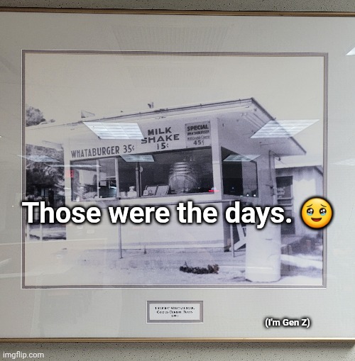 Whataburger for 35 cents | Those were the days. 🥹; (I'm Gen Z) | image tagged in the good old days,whataburger,money | made w/ Imgflip meme maker