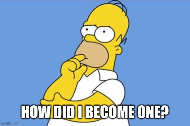 Homer thinking | How did I become one? | image tagged in homer thinking | made w/ Imgflip meme maker